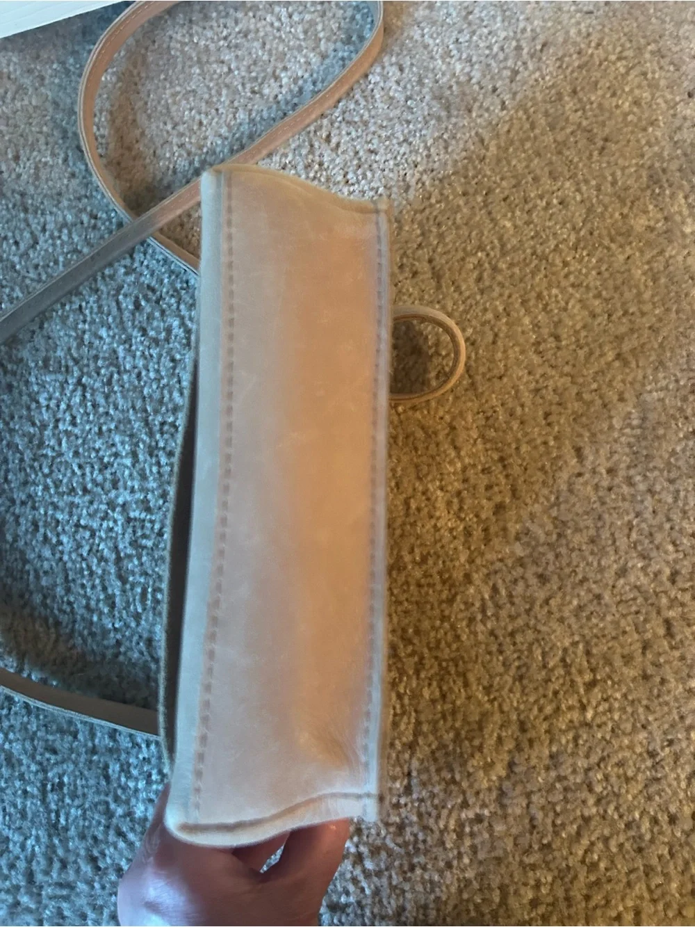 Able Minimalist Tan Leather Crossbody Bag with Neutral Strap